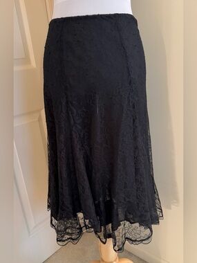 Ralph Lauren Black Lace A-Line Midi Skirt